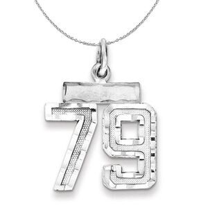 Silver, Varsity Collection, Small D/C Number 79 Necklace - 24 In